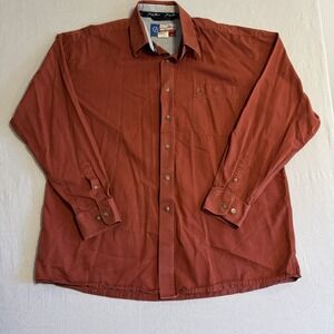 Wrangler George Strait Shirt Men Extra Large Red Clay Western Long Sleeve Cowboy